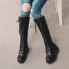 Women's Low-heeled Medium Boots Autumn and Winter New Solid Color Large-size Thick-heeled Roman Casual Boots