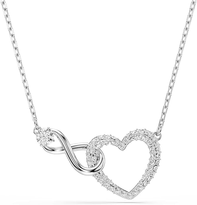 Hyperbola heart and rhodium plated pendant, infinity, white, [product] белый