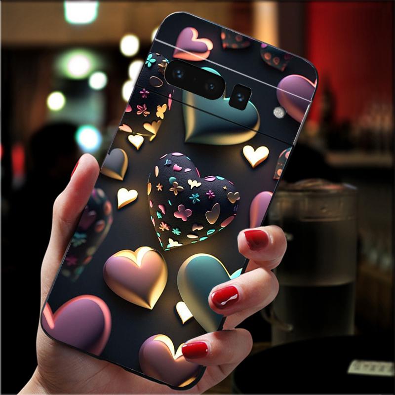 

Phone Case For Google Pixel 10 Pro 9 Pro XL 9A 8 7 6 Pro Pixel 8A 7A 6A Pixel 8 7 6 5 Pink Gold Love heart Google Pixel 8