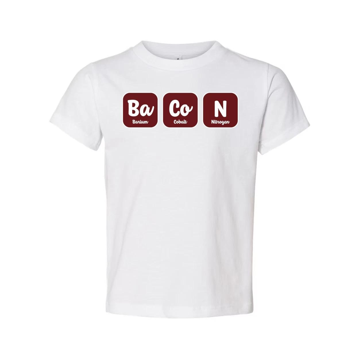 

Bacon Chemistry Graphic T Shirt With Ba Co N Element Symbols For Science Lovers L