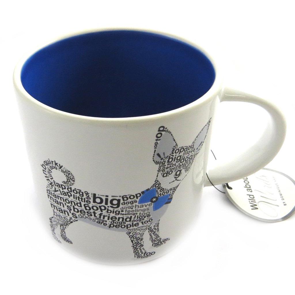Les Trésors De Lily [M9881] - Mug céramique 'Wild about Words' (Chihuahua) bleu
