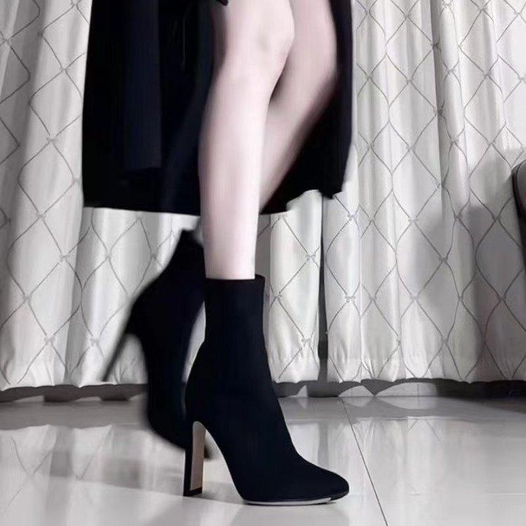 Black High-heeled Pointed Short Boots for Women with Slim Heels  2025 New Autumn and Winter Korean Version Slim Boots