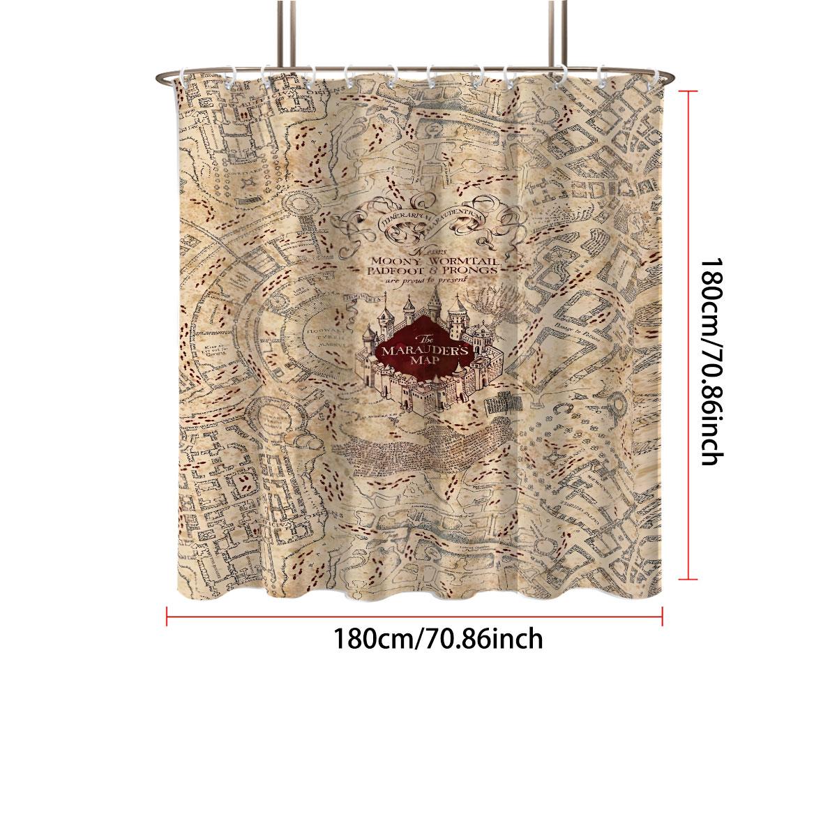 

1Pc Magic Campus Printed Waterproof Shower Curtain Bathroom Partition Privacy Multi Size 12 Hooks Easy To Install 120*180cm