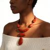 Stylish Retro Geometric Resin Necklace Handmade Beaded Personality Exaggerated Design Sense Collarbone Chain