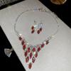 2 pieces Water Drop Rhinestone Jewelry Set Inlaid Crystal Necklace Set  Banquet
