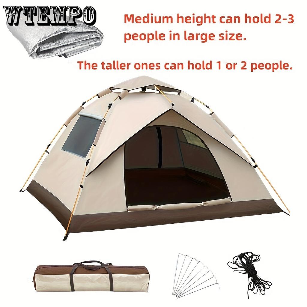 4 Person Automatic Quick Opening Tent with UV Protection and Thermal Blanket for Beach, Fishing, Hiking, Hunting