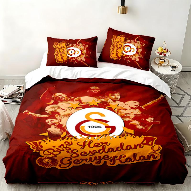 Galatasaray 3-teiliges Set Perfekt für das Schlafzimmer Gemütliches Bettwäsche-Set enthält einen Bettbezug und zwei Kissenbezüge Ideales Geburtstags- oder Weihnachtsgeschenk
