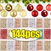 144/24pcs Mini Electroplated Christmas Balls Ornaments Xmas Tree Pendant Decoration Hanging Ball Party Home Decor Festival Gifts