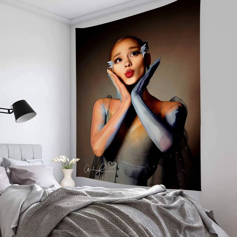1PC Famous Singer AAriana Grande Tapestry Art Printing Japanese Wall Tapestry Anime Wall Hanging Home Decor