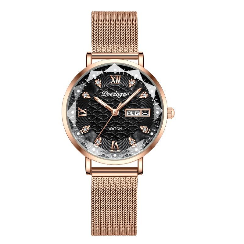 Topmarke Wasserdichte Leuchtende Damenuhr Studentin Kalender Ultraflache Quarz Luxus Modeuhr