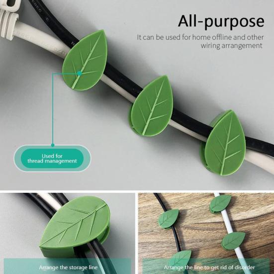 10Pcs Plant Vine Clips Green Leaf Shape Clips with Adhesive Wall Vine Clips for Climbing Plants Pothos Ivy Monstera Philodendron