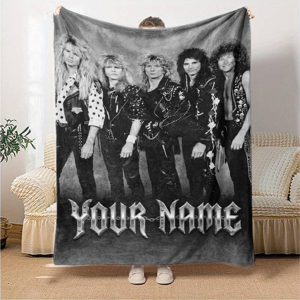 Name Custom WHITESNAKE Print Flannel Blanket High Quality Warm Comfortable Cover for All Seasons Perfect for Gifts Home Decor