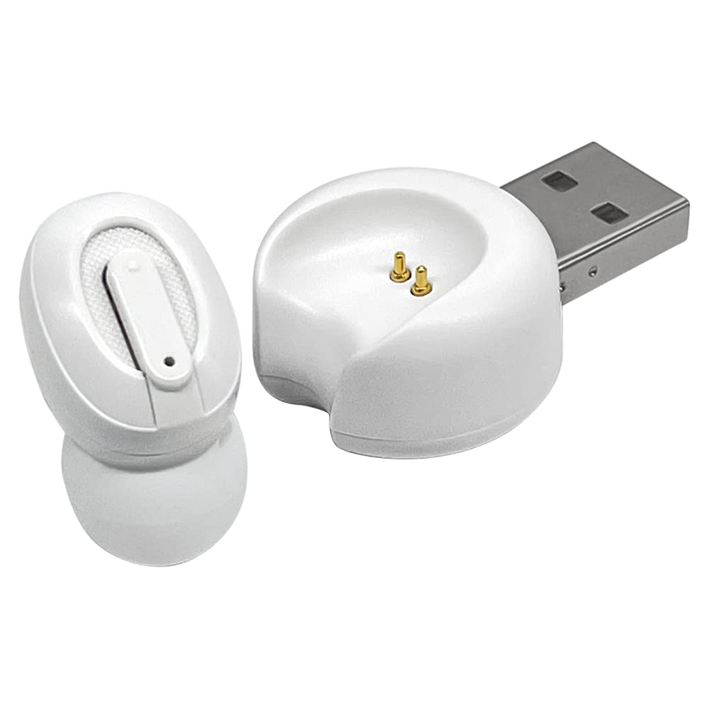 

Rasta Banana Bluetooth 5.0 Single Earbud with Microphone for Android and iPhone, Hands-Free Calling, USB Charging Cradle, White (RBTEMMS03WH)