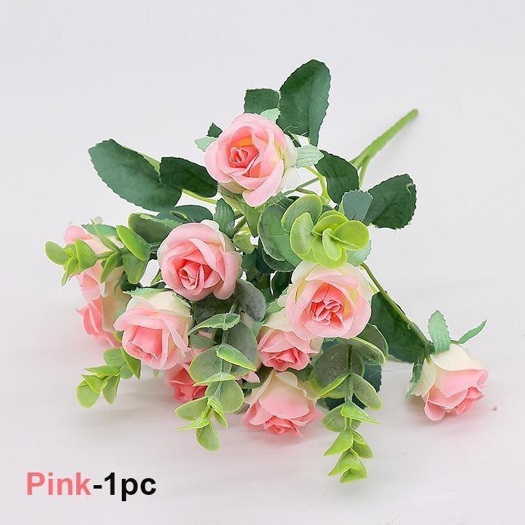 11 Heads Eucalyptus Little Rose Home Decoration Wedding Decoration Artificial Flower Plastic Flower
