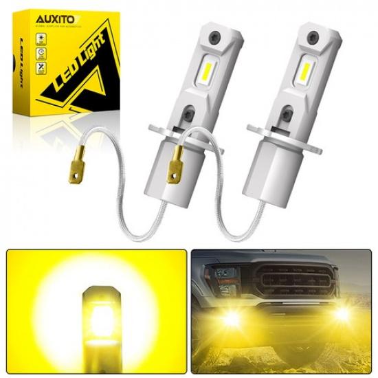 AUXITO Yellow H3 LED Fog Light Headlight Bulbs Lamp Conversion Kit 3000K Lamp E