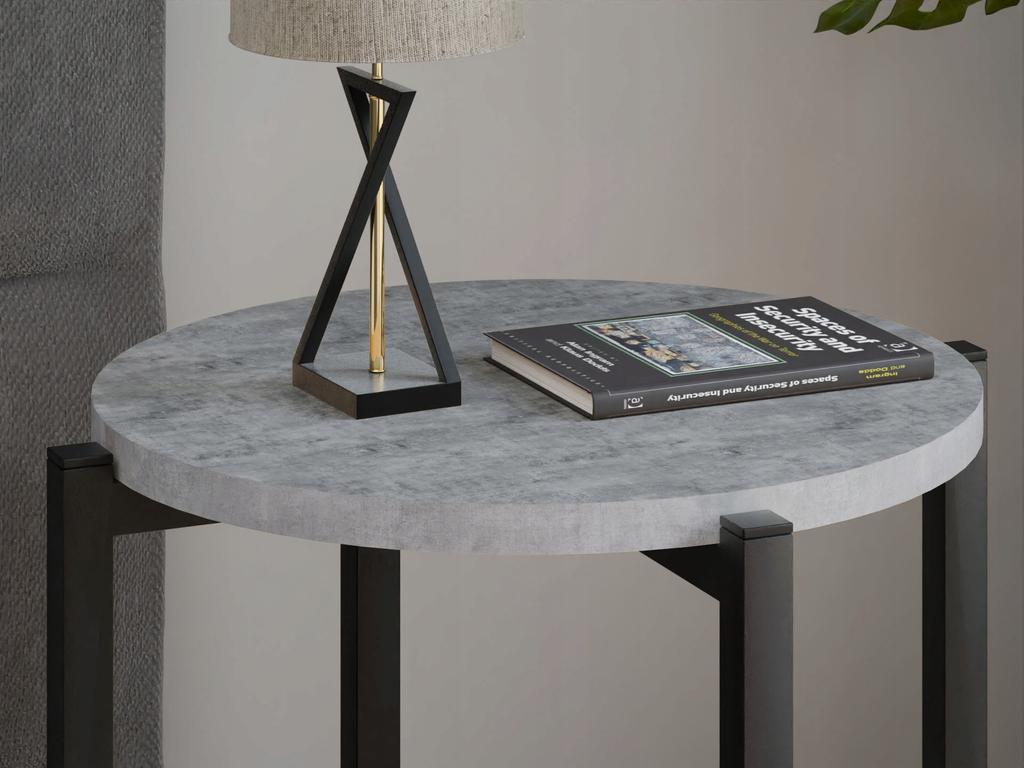 Stolik Nocny Okrągły Loft 35X35X46 Cm Metalowy Czarny