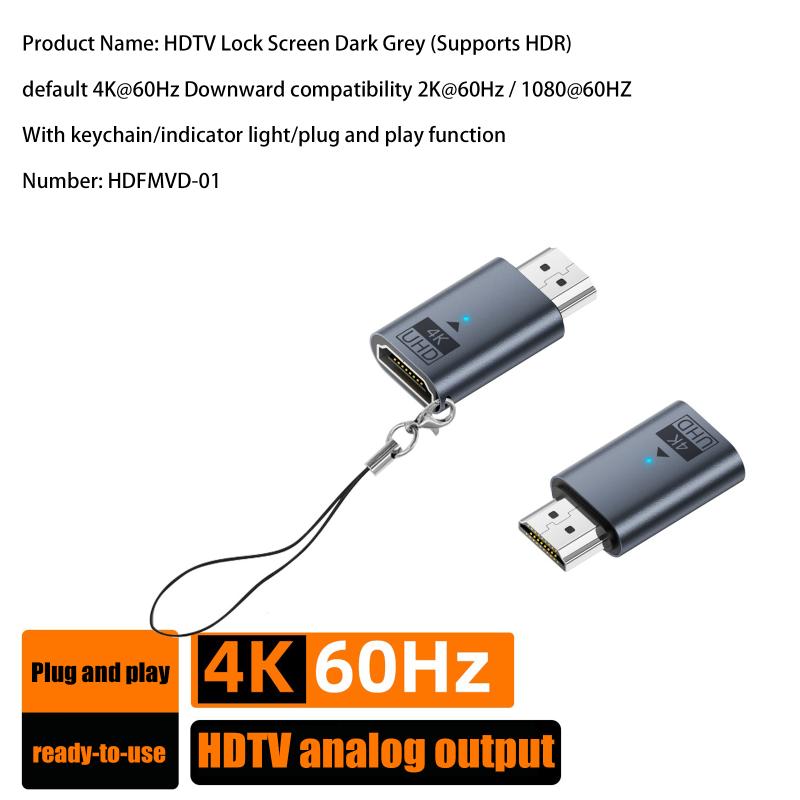 4K@60Hz -Compatible Male To Female Hdr Virtual Monitor Edid Emulator For Pc Hdtv Laptop Projector Adapter