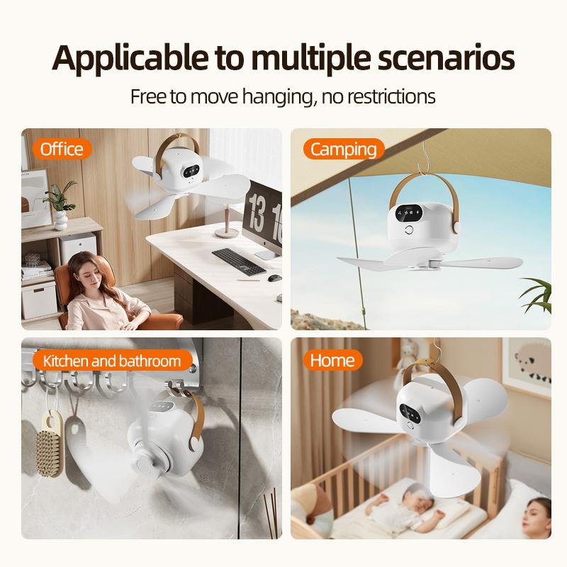 Ceiling Fan Portable Camping Tent Ceiling Canopy Fan 8000mah Rechargeable Wireless Fan Air Circulators with Remote Control Light