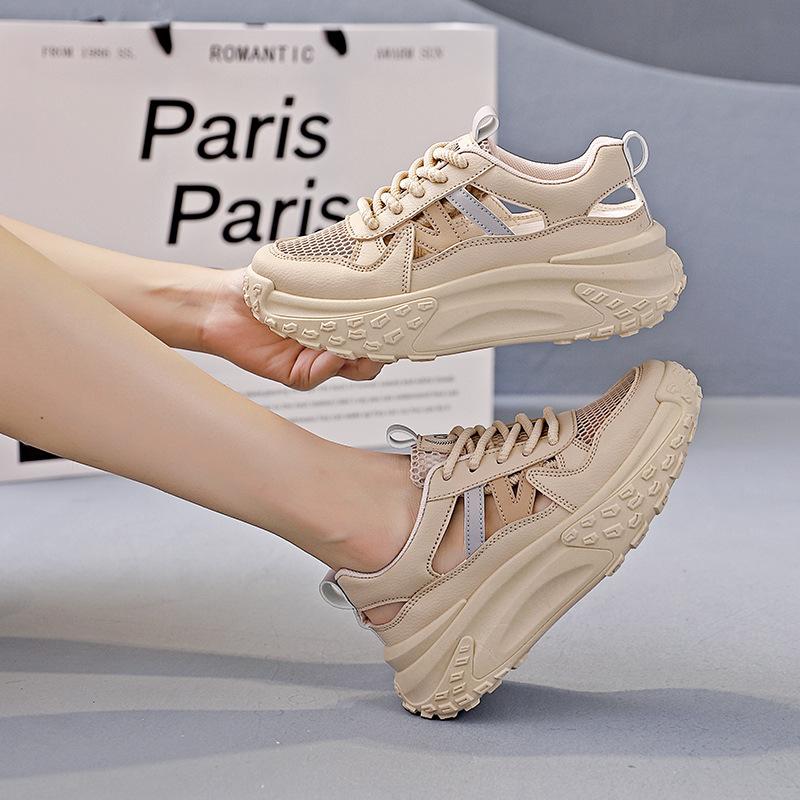 Daddy Shoes Girl 2025 New Popular Summer Breathable Mesh Thick-soled Versatile Lightweight Casual Sports Hollow Sandals