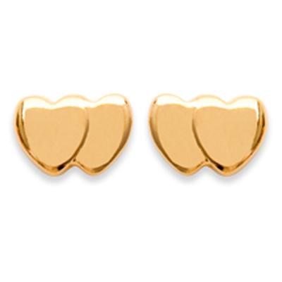 [D0980] - Gold Plated 'Double Hearts' Earrings - 5x8 Mm
