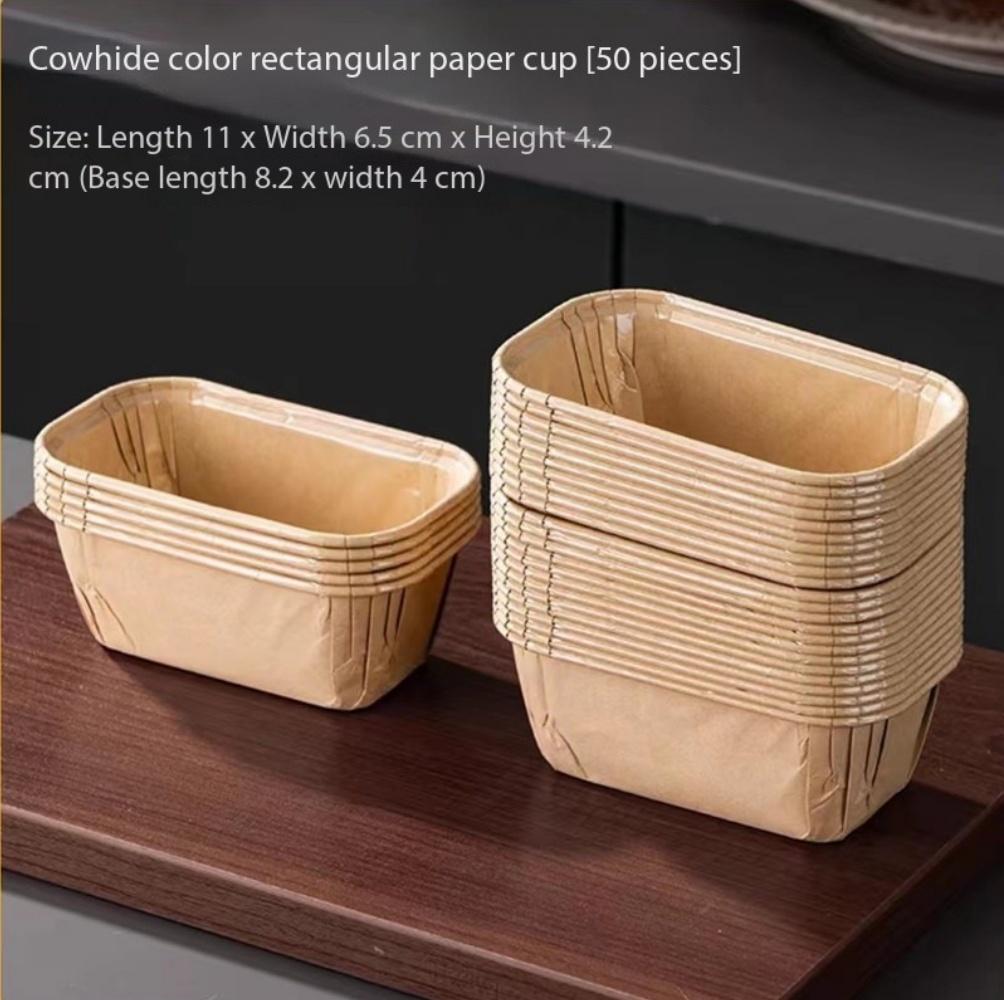50Pcs  Loaf Cake Cases, Rectangular Greaseproof Paper Cupcake Liners, Greaseproof Paper Moulds for Baking Muffins Bread