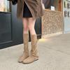 Retro temperament thick heel khaki over-the-knee boots women's boots small slim inner heightening stacking boots knight boots