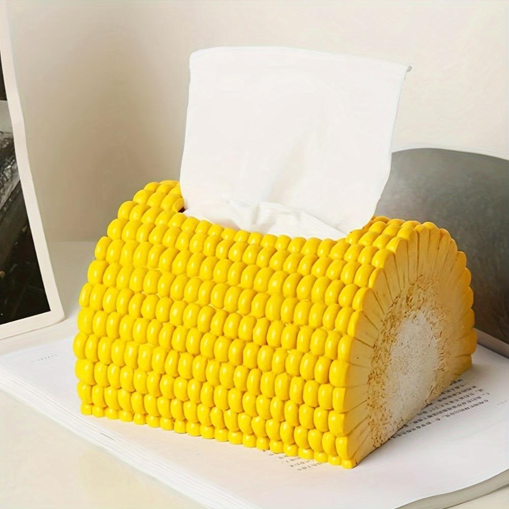 1PC Corn Design Tissue Box Holder Durable Plastic Home Decor for Living Room Dining Table Unique Storage Organizer Tissue Holder