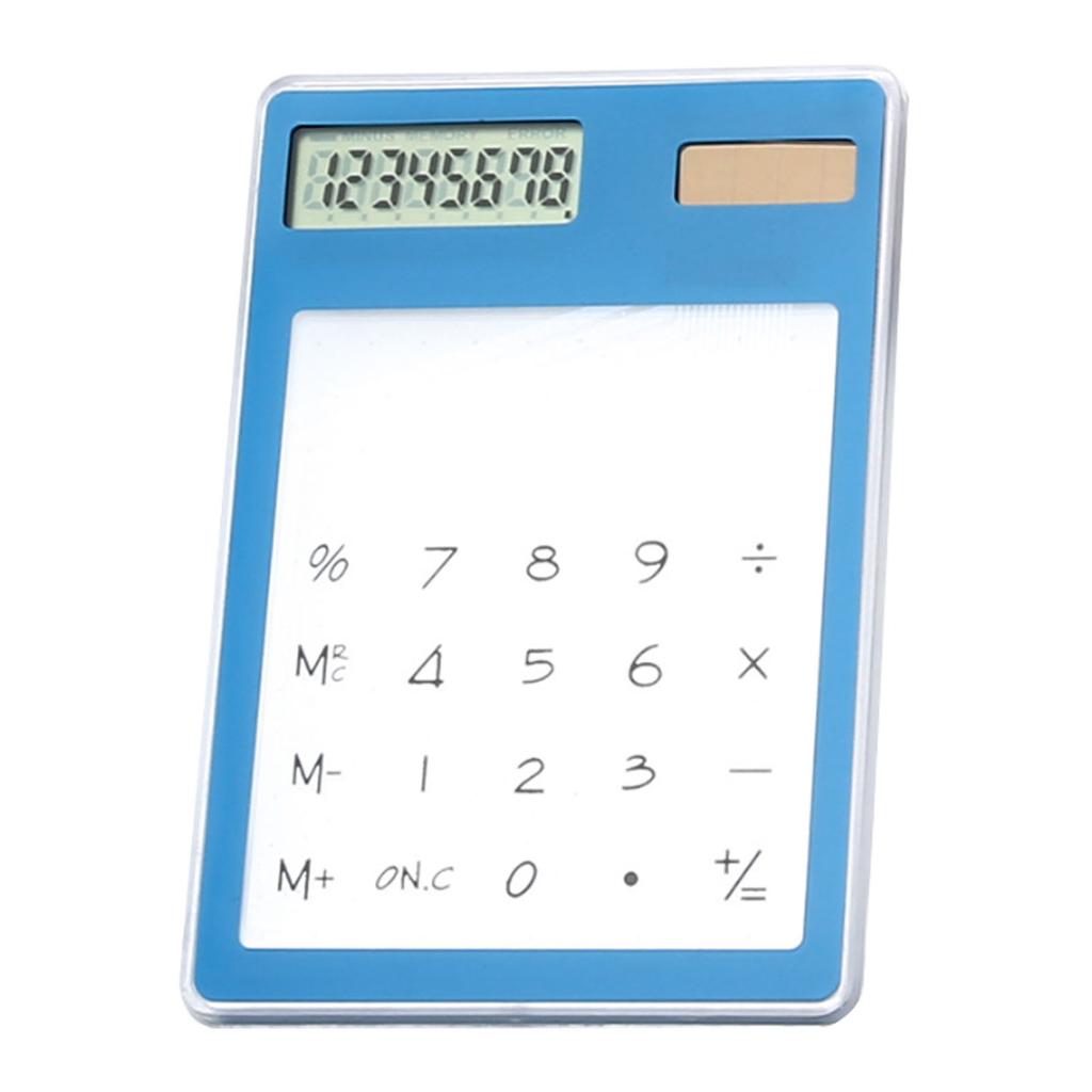 Solar Powered Calculator Touch Screen 8 Digit LCD Display Portable Transparent Calculator for Office