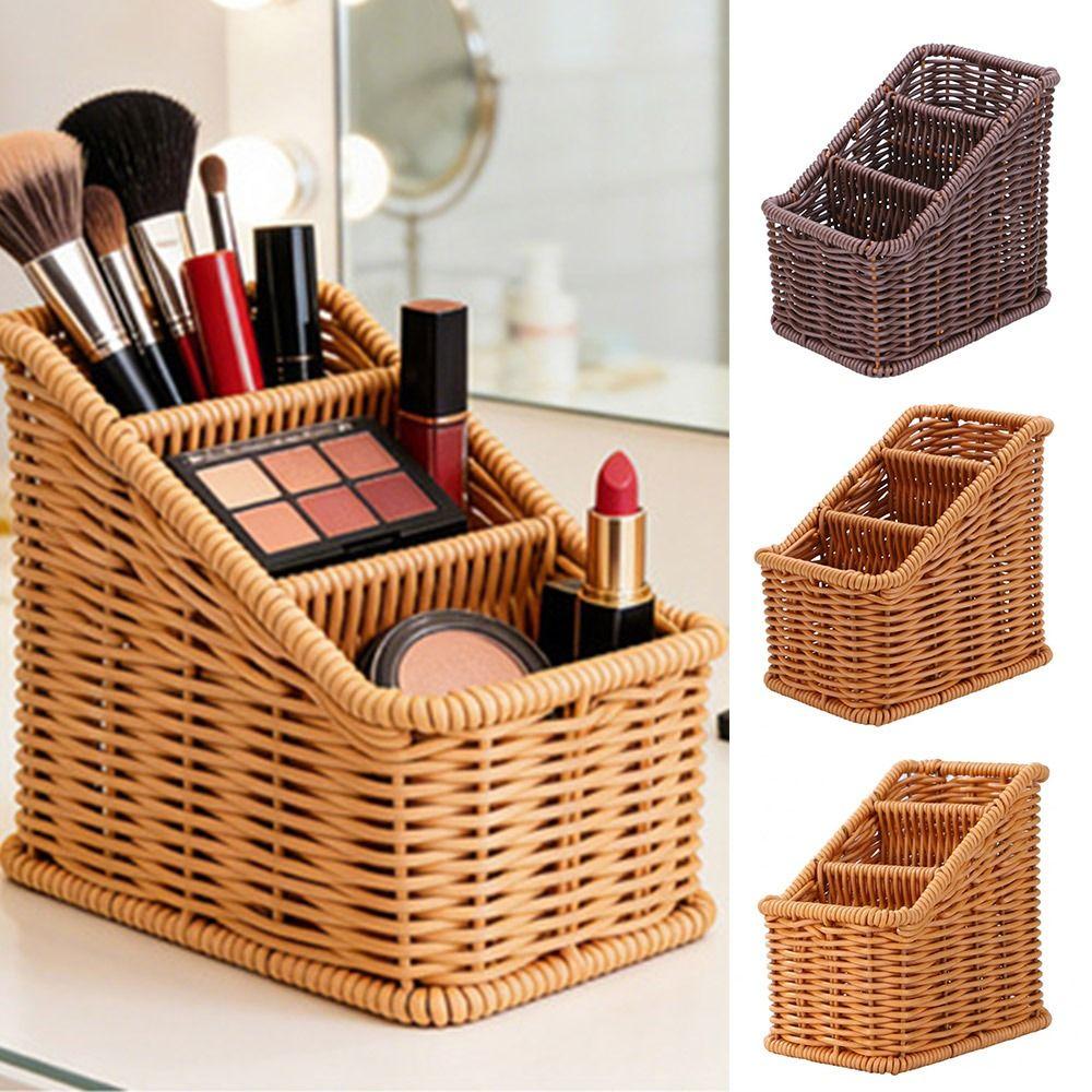 Multicolor Compartmentalized Storage Basket Multi-porpose Weaving Box Organizier Basket in-vehicle