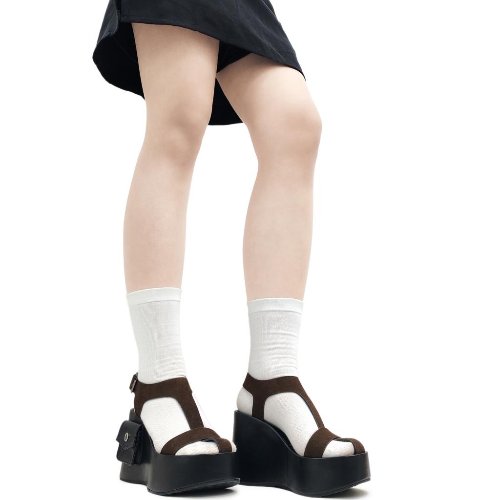 Fashion Womens Platform Sandals Black Wedges High Heels Open Toe Punk Gothic Sandals Summer Comfortable Thick Bottom Casual Women Shoes