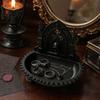 Dark Niche Desk Decor Church Carving Design Storage Box, Matte Black Desktop Organizer for Rings Incense Tray Bracelets Goth Decor, Gothic Style
