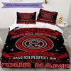 Benutzerdefinierter Name Fortuna Düsseldorf Muster Bettwäsche Steppdecke Set Steppdeckebezug Kissenbezug Heimdekoration Geburtstagsgeschenk (1*Bettbezug+2*Kissenbezug ohne Füllung)