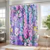 Purple Floral Shower Curtain,Colorful Flower Fabric Shower Curtain for Bathroom, Pretty Funky Watercolor Cloth Shower Curtain