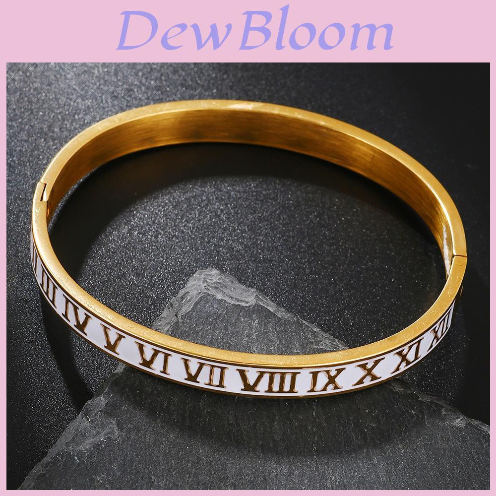 Bracciale a manetta unisex in acciaio al titanio con numeri romani e finitura galvanizzata per moda, regalo per uomo donna