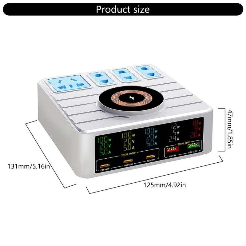 140W Type C Charger Power Strips 100W 10 In 1 Desktop Charging Hub For Smartphones Tablets Multiple Devices