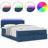Ottoman Bed with Mattress & LEDs Blue 140x190 cm Fabric
