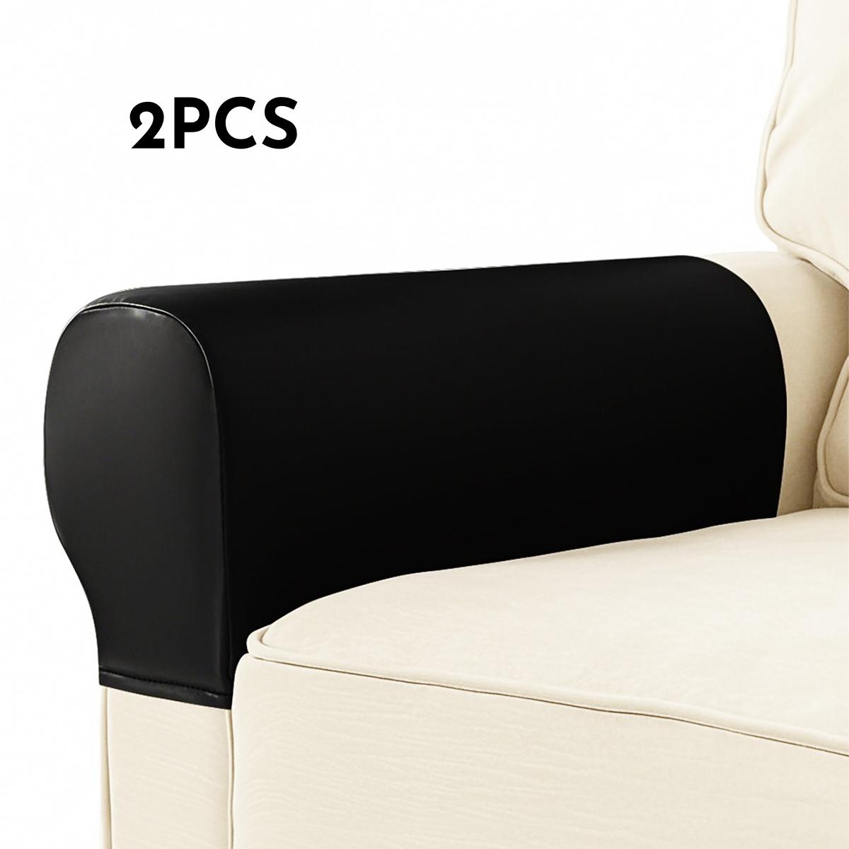 

2Pcs Universal Stretch Sofa Armchair Arm Covers Nonslip , Armrest Cover Ultra Thick And Soft PU Leather Stretch Arm Cover чорний