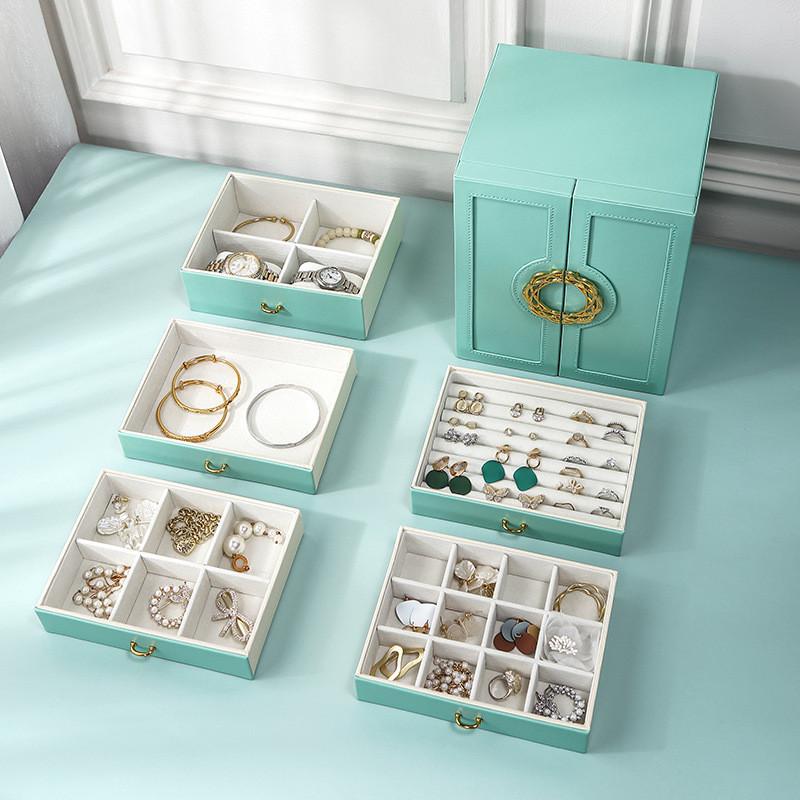 Leather Jewelry Box With Multi Layer Storage For Wedding Gifts And Travel