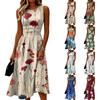 Sleeveless Casual Midi Dress for Women Round Neck Floral Print A-Line Fit and Flare Design Lightweight Summer Dress