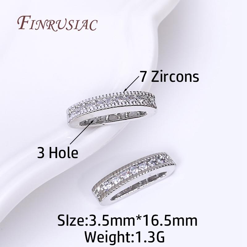Inlaid Zircon Beads Separators Jewelry Making Supplies DIY Beading Jewellery 18K Gold Plated 2/3 Holes Oval Separators For Beads