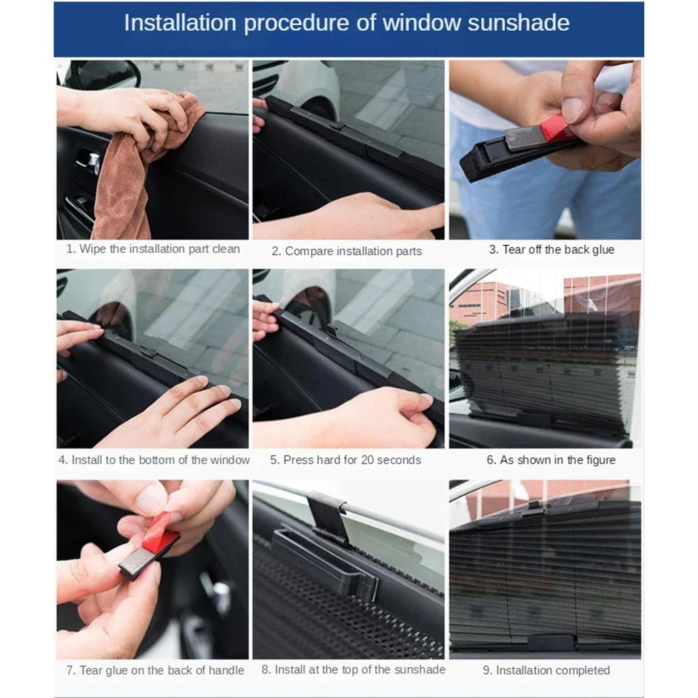 Car Side Folding Sunshade Retractable Front/Rear Window Sunshades Mesh UV Protect Curtain Auto Truck SunShield Accessories
