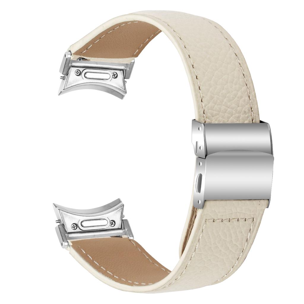 Wrist Strap with Silver Quick Release Connector For Samsung Galaxy Watch6/Watch6 Classic Genuine Leather Watch Band