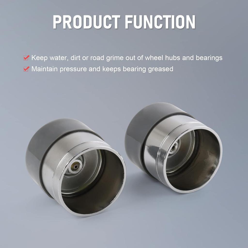 Wheel Bearing Buddy 1.98 Inch Bearing Protectors Chrome 2Pcs With Protective Bras For Trailer Boat