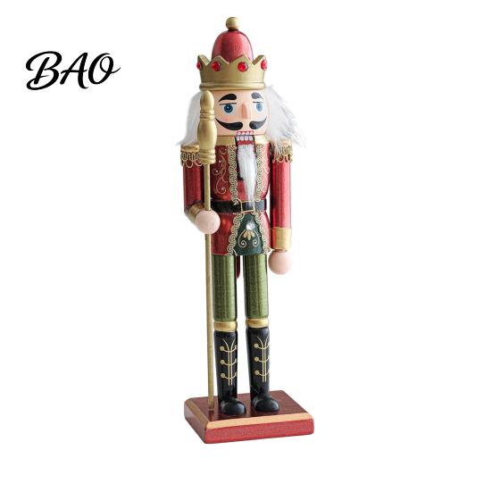 Solid Wood Holiday Gift Wooden Nutcracker Soldier Figurine, Handcrafted Christmas Tabletop Ornament Handmade Festive for Desk And Bookshelf