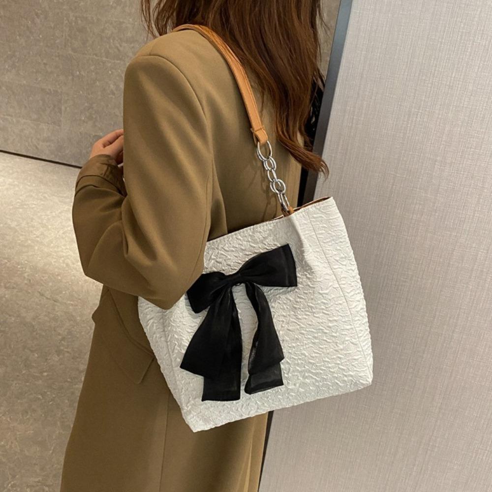 Nylon Single Shoulder Bag Korean Style Bucket Shopping Bag All-match Bowknot Tote Bag  Girls