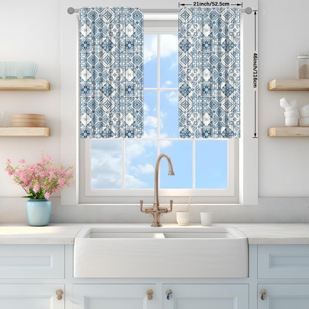 2 Panels Ethnic Style Pattern Splicing Printed Curtains   Shade and Privacy Protection   Suitable for Decorating Various Rooms