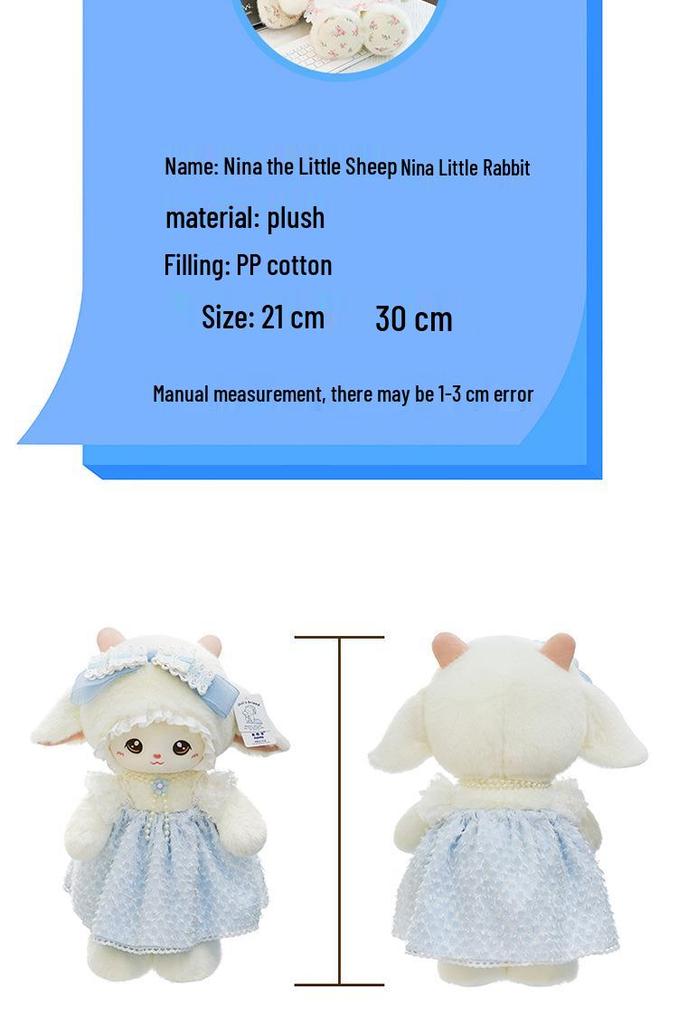 Nina's Cute Sheep & Rabbit Plush Doll: Long-Eared Children's Companion & Pillow Gift