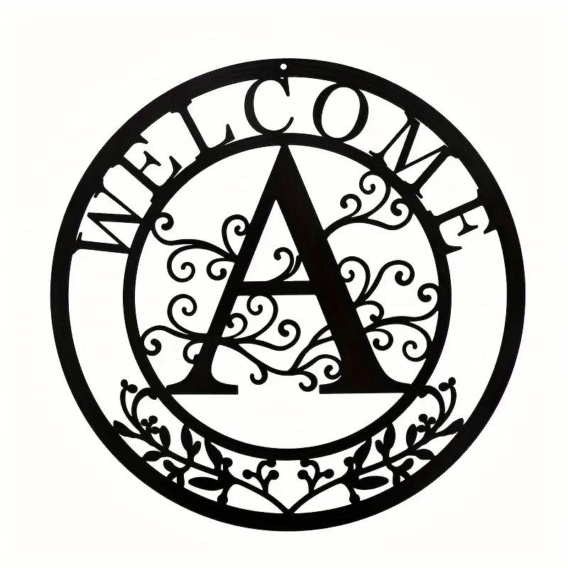 1pc Personalized Family Name Metal Sign (12in) - Letter Design Birthday Gift