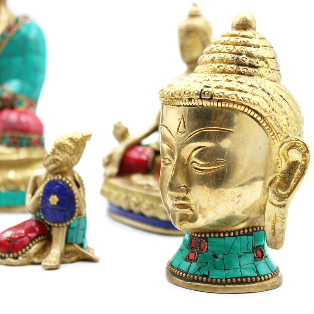 Buddha Head Statue Brass 8 cm