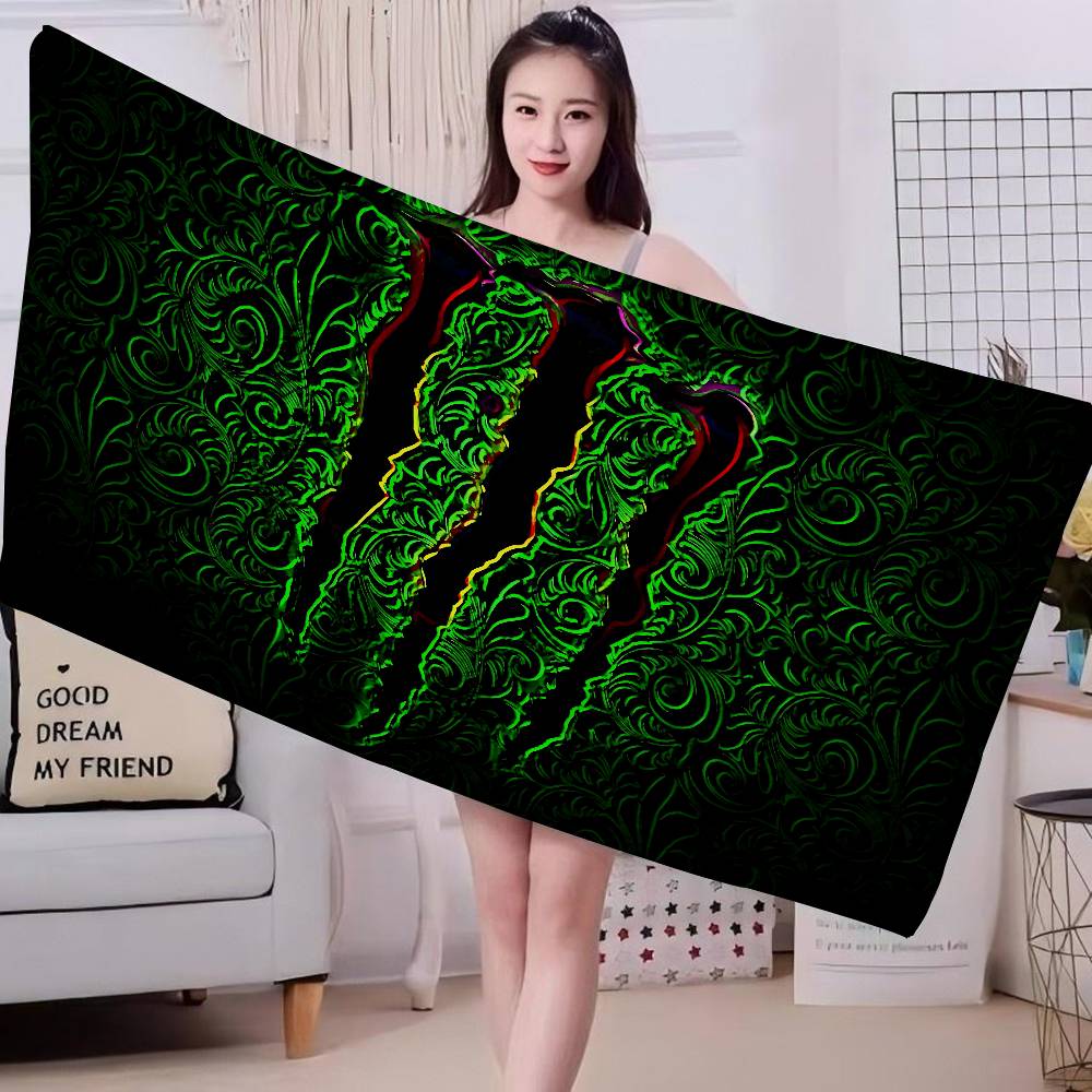 M-MonsterS LOGO Energy Microfiber Blanket Quick Drying Beach Towels Oversized Printing Super Absorbent Pool Towel Blanket